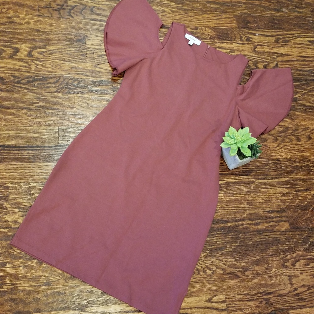 libby Edelman Light Maroon Cold Shoulder Dress